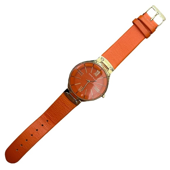 ANNE KLEIN • Orange & Gold Leather Watch - Picture 7 of 10